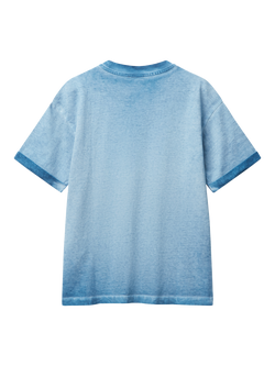 Benetton Kids' Cotton Faded T-Shirt, Sky Blue - view 2, Sky Blue