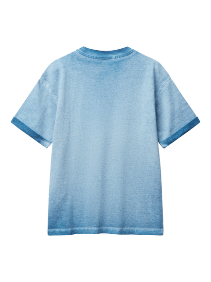 Benetton Kids' Cotton Faded T-Shirt, Sky Blue - view 2, Sky Blue