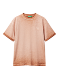 Benetton Kids' Cotton Faded T-Shirt, Camel