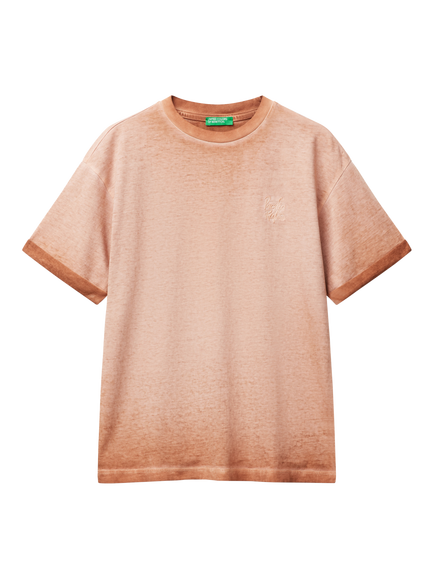Benetton Kids' Cotton Faded T-Shirt, Camel, Camel