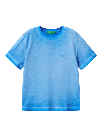 Benetton Kids' Cotton Faded T-Shirt, Bluette, Bluette