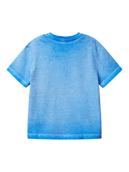Benetton Kids' Cotton Faded T-Shirt, Bluette - view 2, Bluette