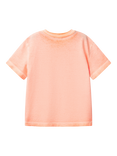 Benetton Kids' Cotton Faded T-Shirt, Fluo Orange