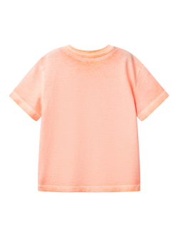 Benetton Kids' Cotton Faded T-Shirt, Fluo Orange - view 2, Fluo Orange