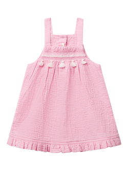 Benetton Baby Cotton Ruffle Trim Sleeveless Dress, Pink, Pink