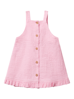Benetton Baby Cotton Ruffle Trim Sleeveless Dress, Pink - view 2, Pink