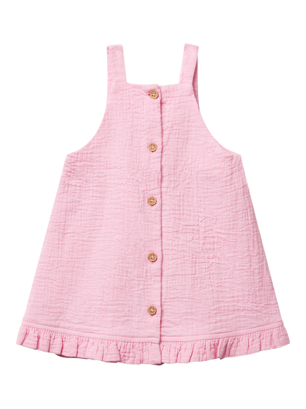 Benetton Baby Cotton Ruffle Trim Sleeveless Dress, Pink - view 2, Pink