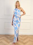 Chi Chi London Floral One Shoulder Maxi Dress, Blue