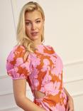 Chi Chi London Puff Sleeve Floral Mini Dress, Pink