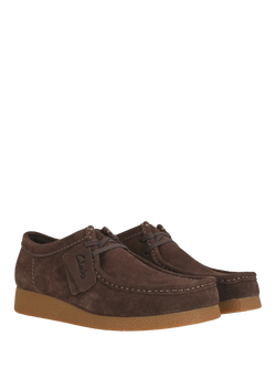 Clarks Wallabee EVO Suede Shoes, Dark Brown Suede - view 2, Dark Brown Suede