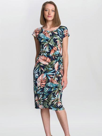 Gina Bacconi Marley Leaf Print Sheath Dress, Multi, Multi