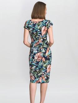 Gina Bacconi Marley Leaf Print Sheath Dress, Multi - view 2, Multi
