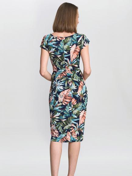 Gina Bacconi Marley Leaf Print Sheath Dress, Multi - view 2, Multi