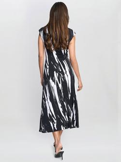 Gina Bacconi Lucia Abstract Midi Dress, Black/White - view 2, Black/White