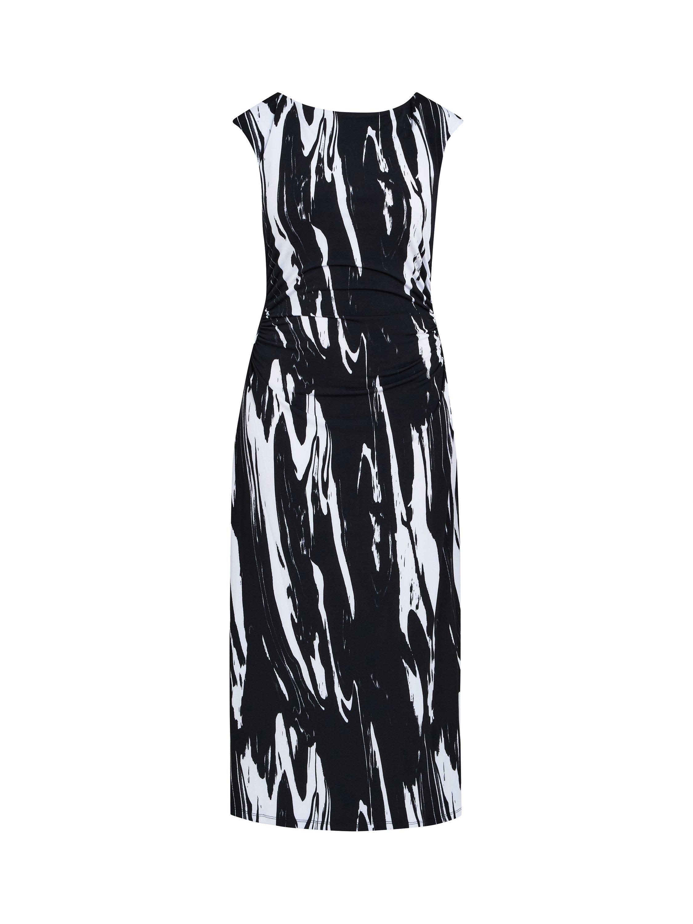 Product image 4 of 6, which shows Gina Bacconi Lucia Abstract Midi Dress, Black/White, 8