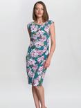 Gina Bacconi Martha Floral Faux Wrap Dress, Multi