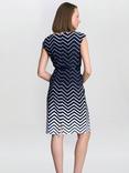 Gina Bacconi Minnie Chevron Stripe Dress, Navy/White
