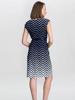 Gina Bacconi Minnie Chevron Stripe Dress, Navy/White - view 2, Navy/White