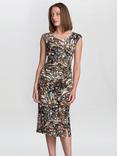 Gina Bacconi Mona Abstract Animal Print Wrap Dress, Olive