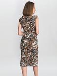 Gina Bacconi Mona Abstract Animal Print Wrap Dress, Olive