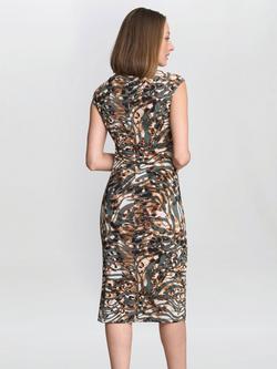 Gina Bacconi Mona Abstract Animal Print Wrap Dress, Olive - view 2, Olive