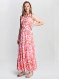 Gina Bacconi Roweena Floral Maxi Dress, Coral