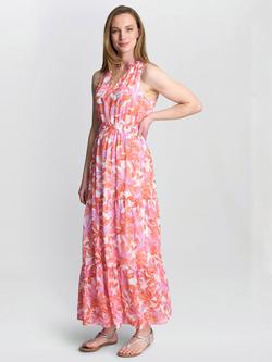 Gina Bacconi Roweena Floral Maxi Dress, Coral, Coral