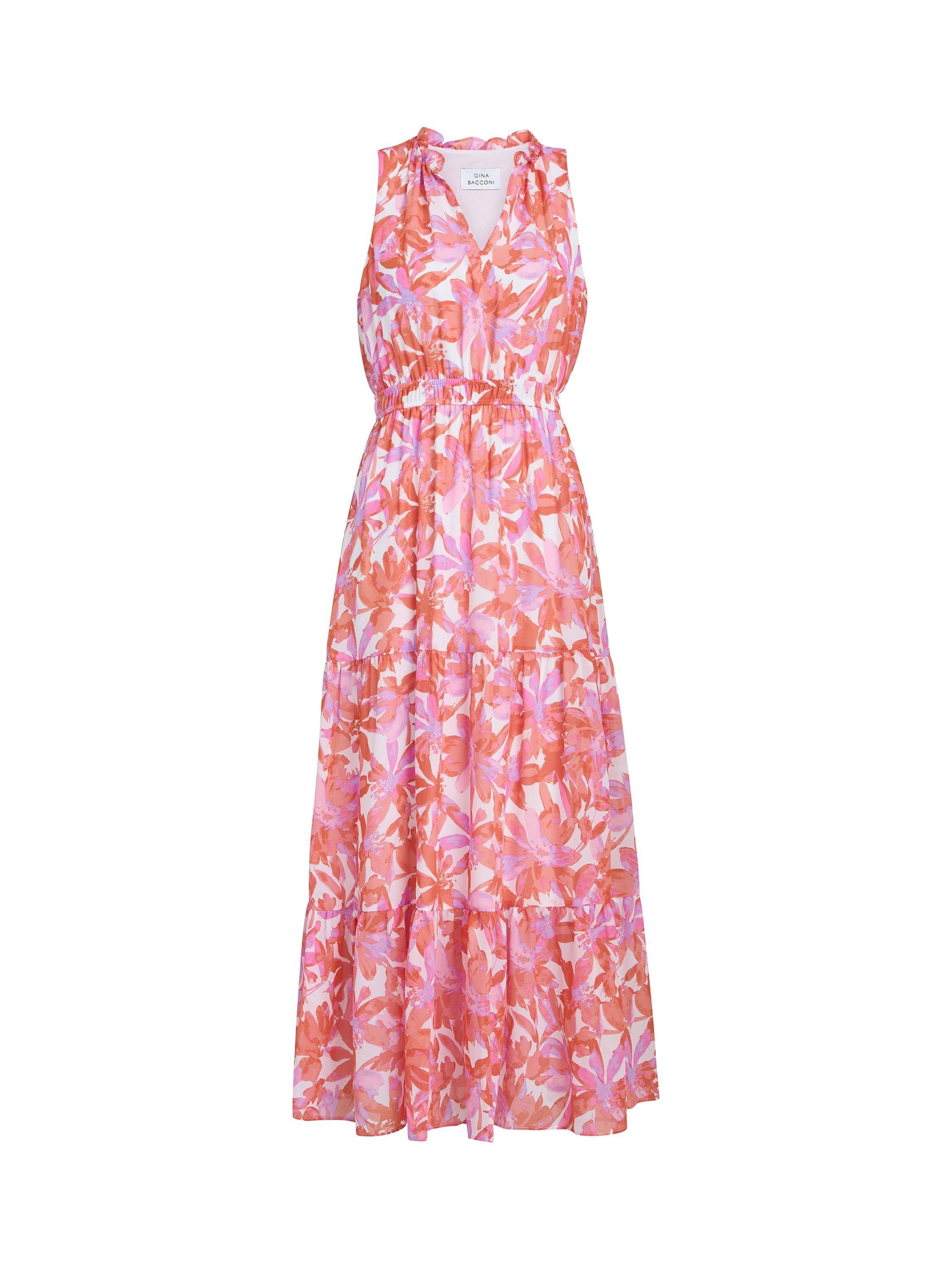 Product image 4 of 6, which shows Gina Bacconi Roweena Floral Maxi Dress, Coral, S