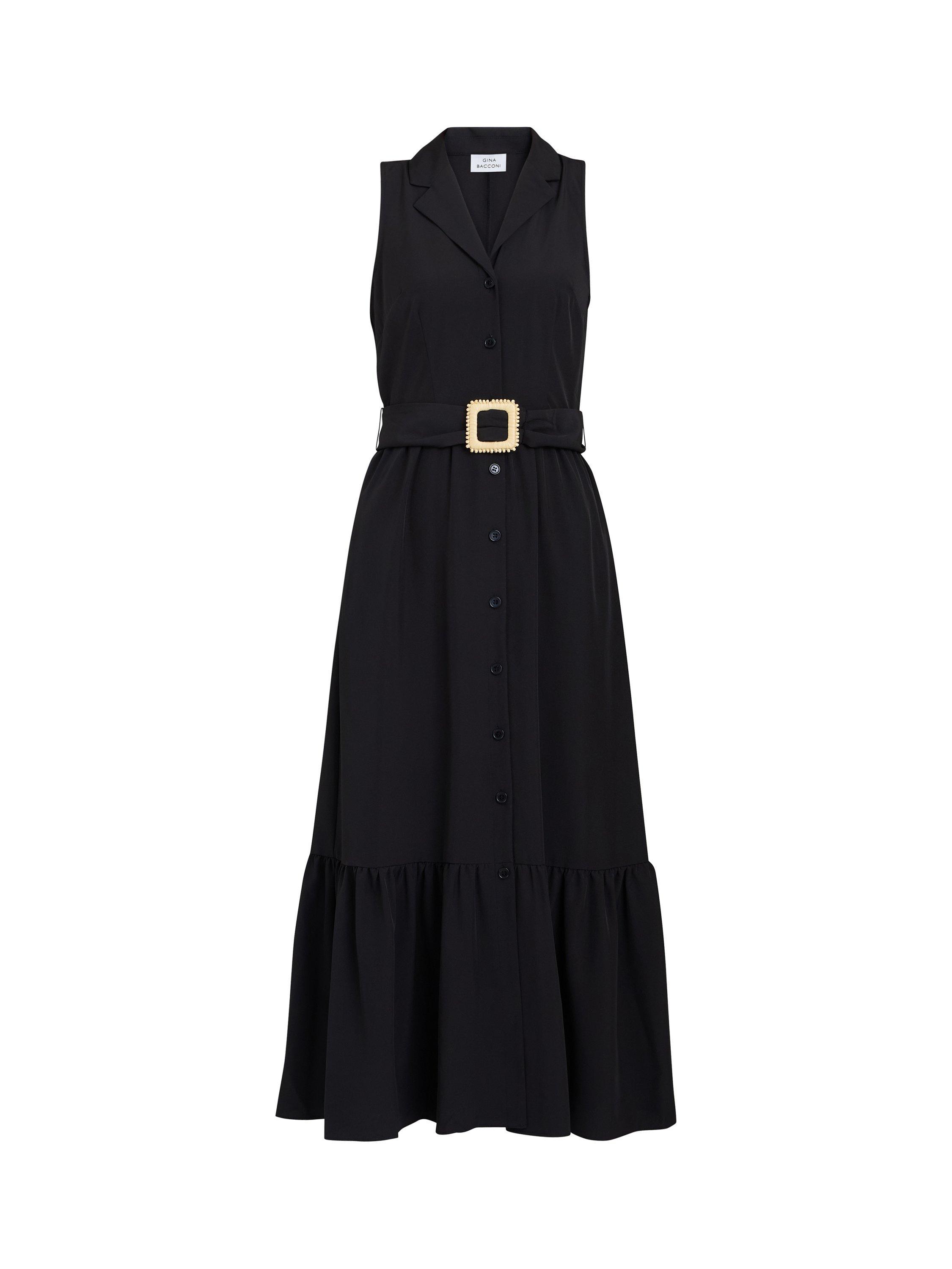 Product image 4 of 6, which shows Gina Bacconi Jamie Shirt Maxi Dress, Black, S