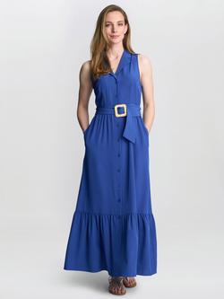 Gina Bacconi Jamie Shirt Maxi Dress, Blue