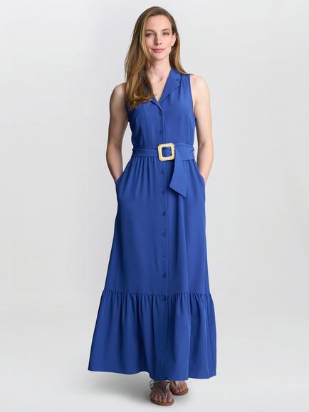 Gina Bacconi Jamie Shirt Maxi Dress, Blue