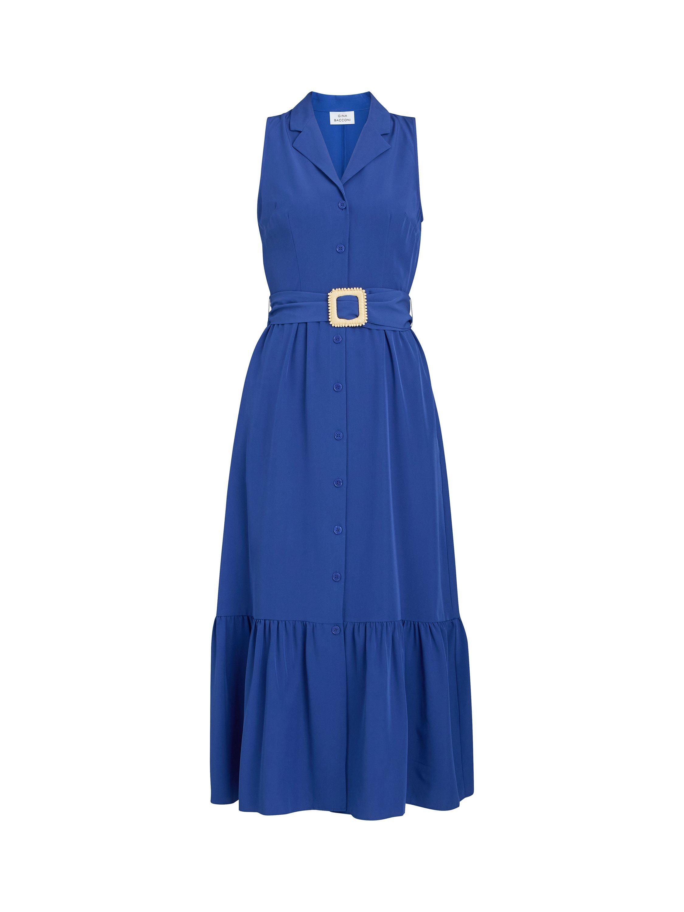 Product image 4 of 6, which shows Gina Bacconi Jamie Shirt Maxi Dress, Blue, S