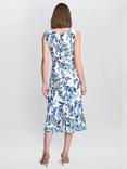 Gina Bacconi George Sleeveless Floral Print Midi Dress, Ivory/Blue