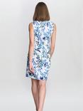 Gina Bacconi Sleeveless Floral Print Knee Length Dress, Ivory/Blue