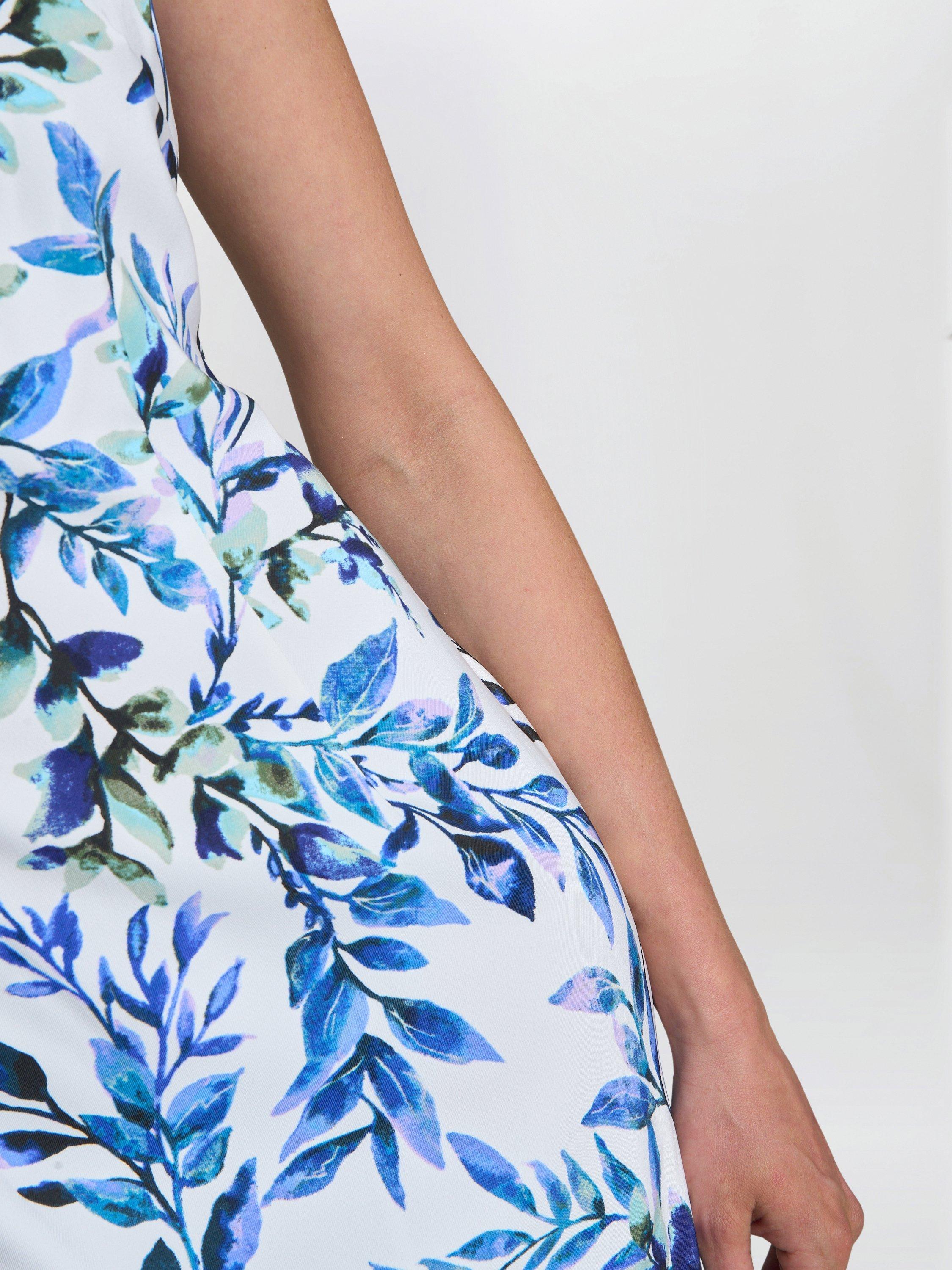 Product image 5 of 5, which shows Gina Bacconi Sleeveless Floral Print Knee Length Dress, Ivory/Blue, 8