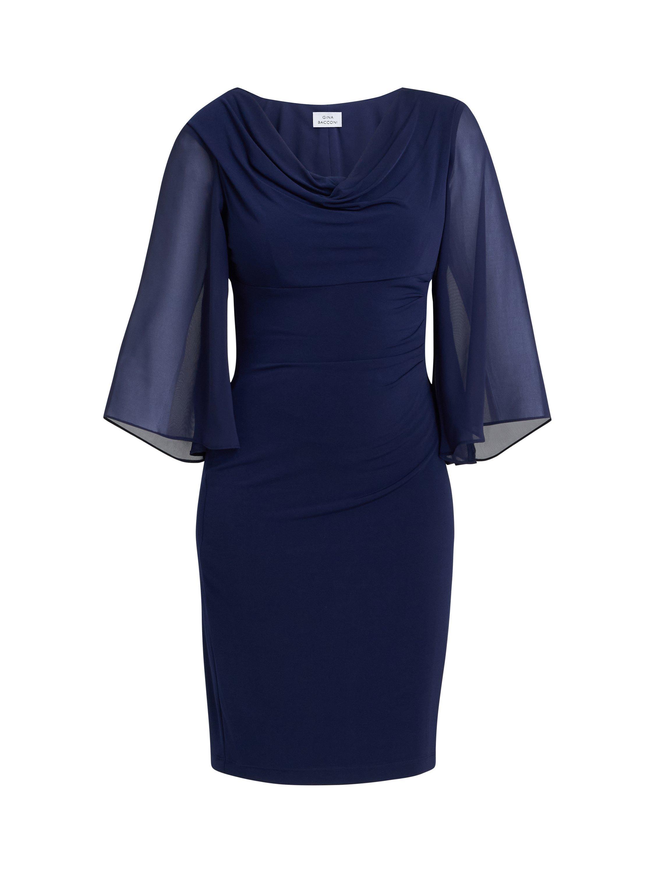 Product image 4 of 6, which shows Gina Bacconi Jagger Cowl Neck Dress, Navy, 8