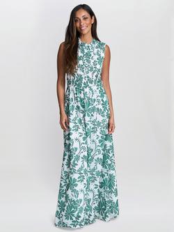 Gina Bacconi Roxanna Floral Maxi Dress, Green/Multi, Green/Multi