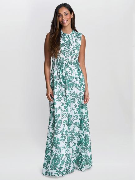 Gina Bacconi Roxanna Floral Maxi Dress, Green/Multi, Green/Multi
