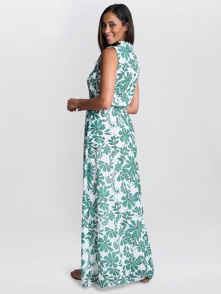 Gina Bacconi Roxanna Floral Maxi Dress, Green/Multi - view 2, Green/Multi