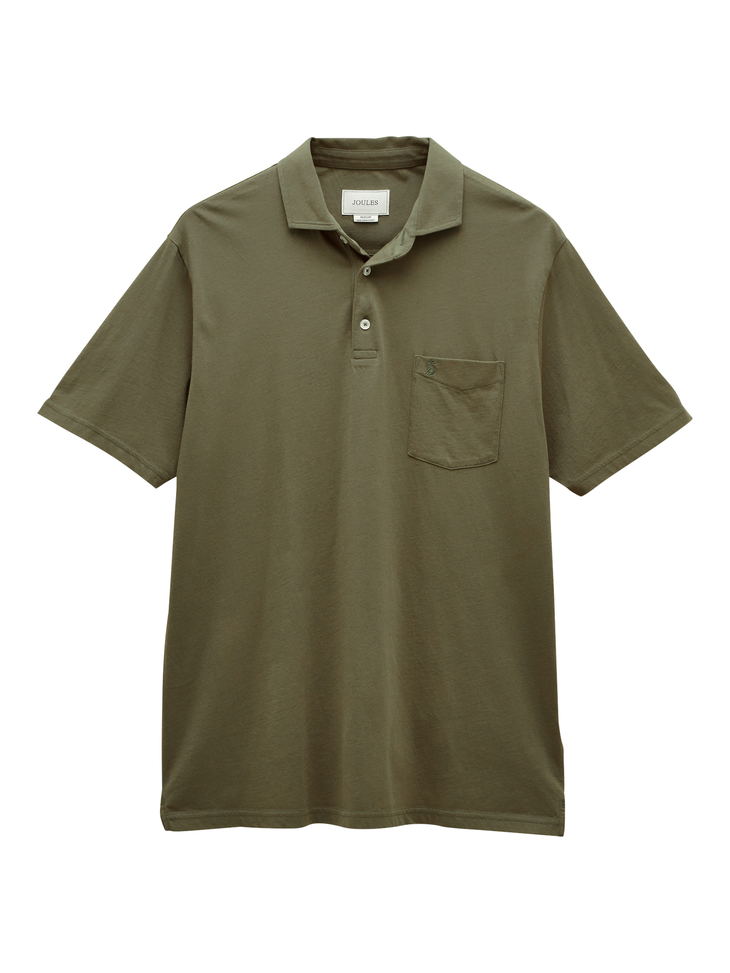 Product image 4 of 6, which shows Joules Emmett Cotton Regular Fit Short Sleeve Polo Shirt, Khaki Green, S
