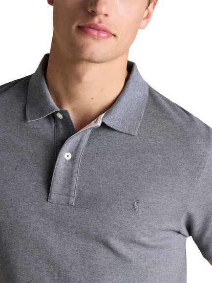 Joules Cotton Regular Fit Short Sleeve Polo Shirt - view 2, Grey
