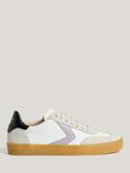 Jigsaw Portland Leather Panelled Lace-Up Trainers, White/Multi