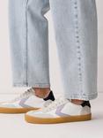 Jigsaw Portland Leather Panelled Lace-Up Trainers, White/Multi
