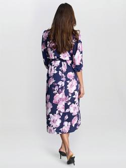 Gina Bacconi Keeley Floral Midi Dress, Navy/Multi - view 2, Navy/Multi