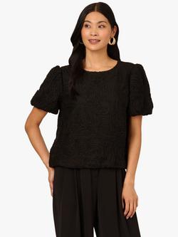 Adrianna Papell Squiggle Embroidered Top, Black, Black