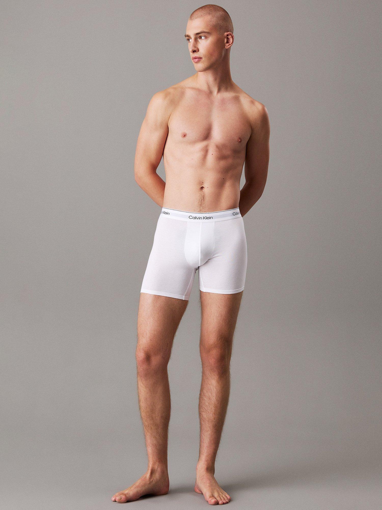 Product image 4 of 4, which shows Calvin Klein Cotton Blend Boxer Briefs, Pack of 5, Black/White/Light Grey, S