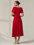 Jolie Moi Ayla Plain Mesh Maxi Dress, Red