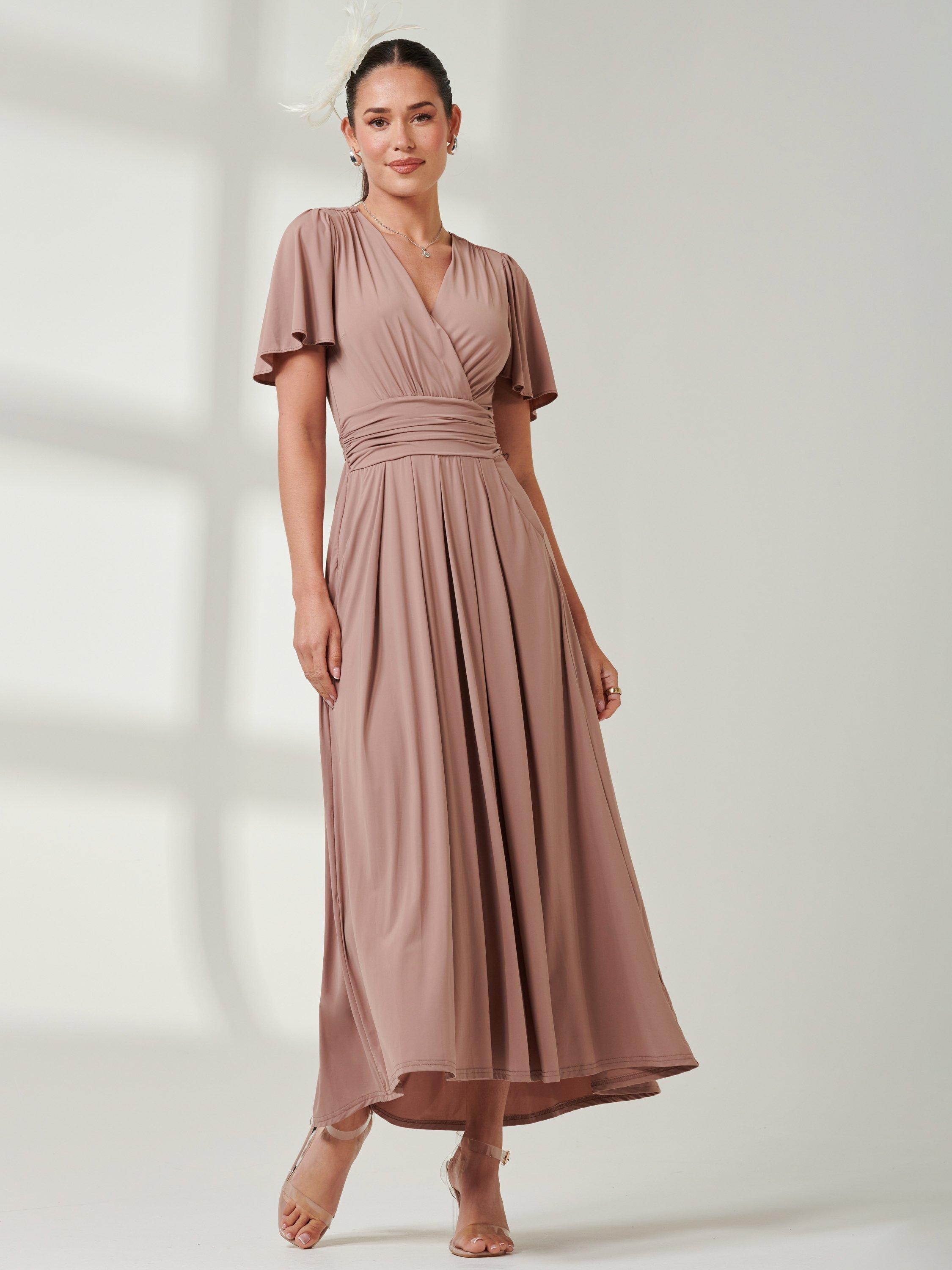 Product image 7 of 7, which shows Jolie Moi Angel Sleeve Soft Jersey Maxi Dress, Rose Taupe, 10