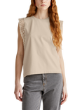 Benetton Macramé Detail Jersey Top