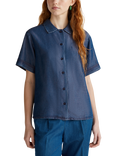 Benetton Boxy Short Sleeve Denim Shirt, Medium Blue